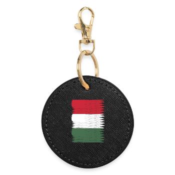 Ungarn Flagge Karte  - Runder Schlüsselanhänger - Schwarz - Vorne
