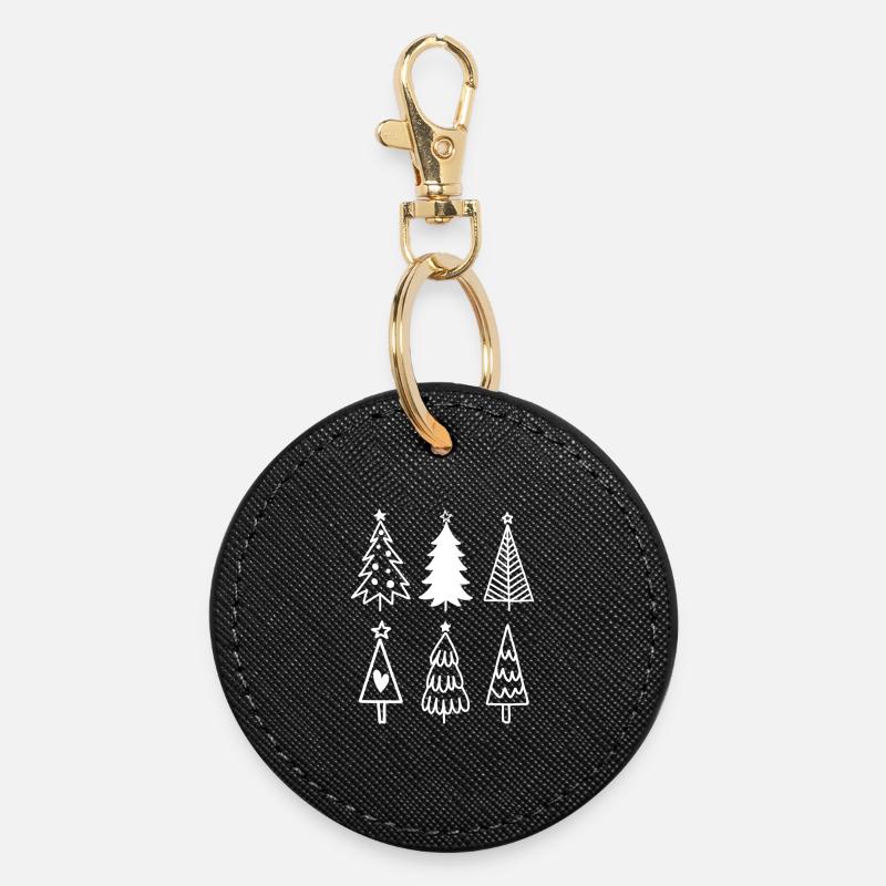 Christmas Trees - Round Keyring - black
