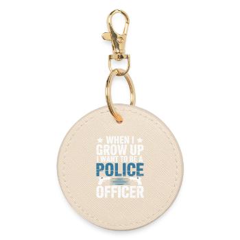 When I grow up - Police Officer Design - Round Keyring - oyster - Front
