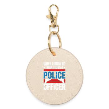 When I grow up - Police Officer Design - Round Keyring - oyster - Front