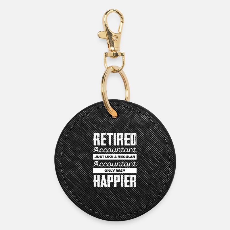 Retirement Accountant Happy - Round Keyring - black