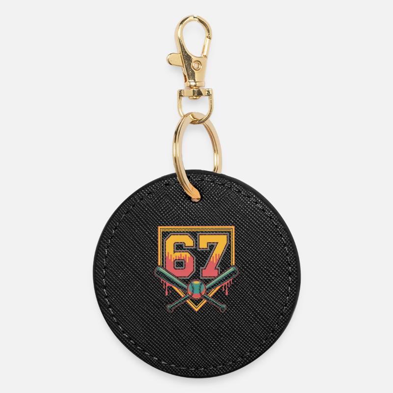 Neon 62 avec croix de chauve-souris - Porte-clés rond - noir