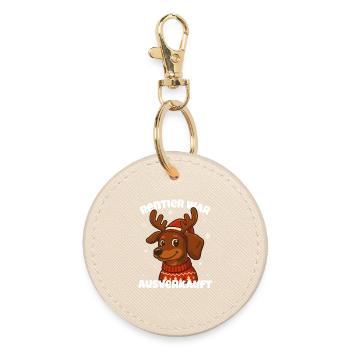 Reindeer was sold out – Funny dachshund - Round Keyring - oyster - Front