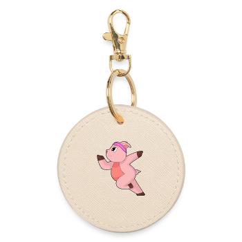 Cochon Jogger Jogging Sport - Porte-clés rond - huître - Devant