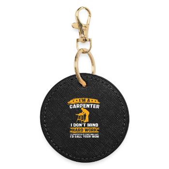 Carpenter's saying: Hard work - Round Keyring - black - Front