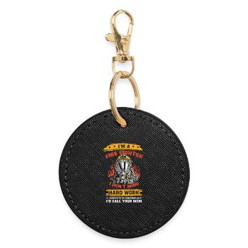 Firefighter Hero Hard Work - Round Keyring - black - Front