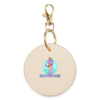 Seahorse Badge with Gradient - Round Keyring - oyster - Front