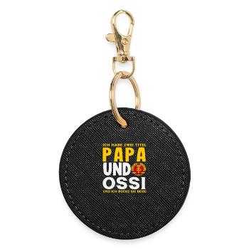 Papa Ossi Spruch Rocke Beide DDR Stolz - Runder Schlüsselanhänger - Schwarz - Vorne