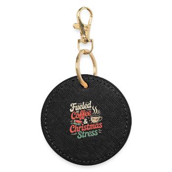 Fueled by Coffee & Christmas Stress – Kaffee Humor - Round Keyring - black - Front