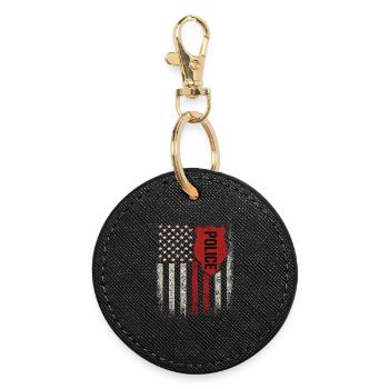 Drapeau de la police américaine insigne look vintage - Porte-clés rond - noir - Devant