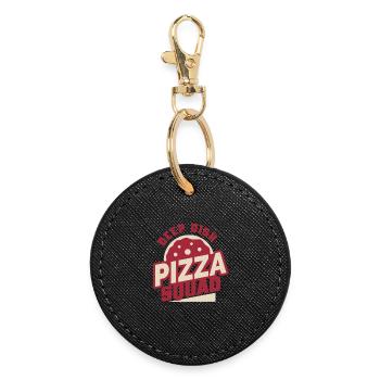 Deep Dish Pizza Squad Chicargo - Runder Schlüsselanhänger - Schwarz - Vorne