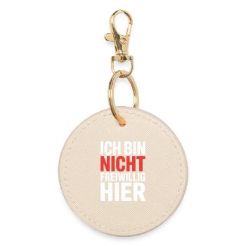 I'm Not Here Voluntarily Anti Smalltalk Office - Round Keyring - oyster - Front