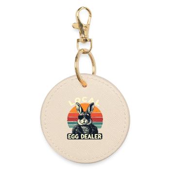 Local Egg Dealer Bunny Retro - Round Keyring - oyster - Front