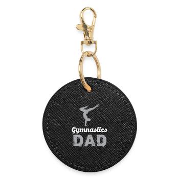 Gymnastics Dad Silhouette Design - Round Keyring - black - Front