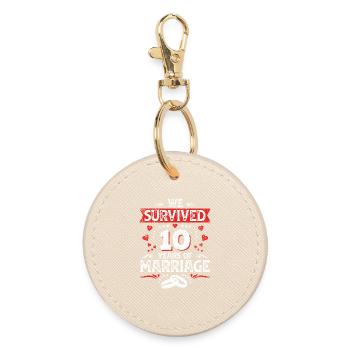 Vintage 10th Wedding Anniversary couple marriage  - Round Keyring - oyster - Front