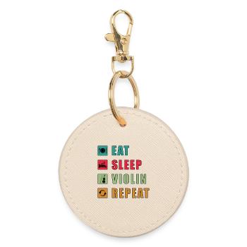 Eat Sleep Violin Repeat Grafik - Runder Schlüsselanhänger - Auster - Vorne