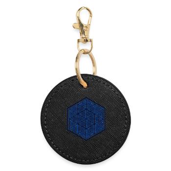 Pattern Goa Yoga Geometric Hexagon Ornament - Round Keyring - black - Front