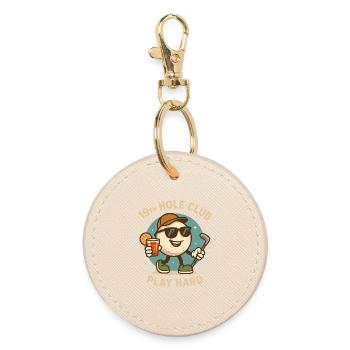 Golf Fun 19th Hole Club Play Hard - Round Keyring - oyster - Front