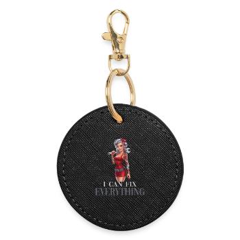I Can Fix Everything Power Woman Illustration - Round Keyring - black - Front