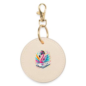 Flamingo DJ Neonbeat - Porte-clés rond - huître - Devant