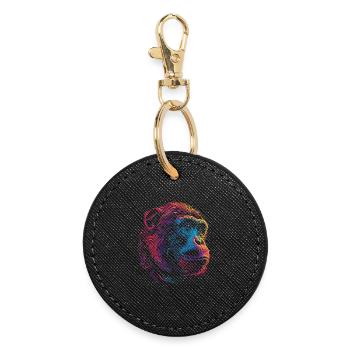 Neon Psychedelic Monkey - Round Keyring - black - Front