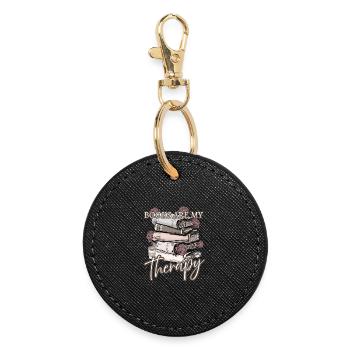 Livres Ma Thérapie – Design pour les amoureux des livres - Porte-clés rond - noir - Devant
