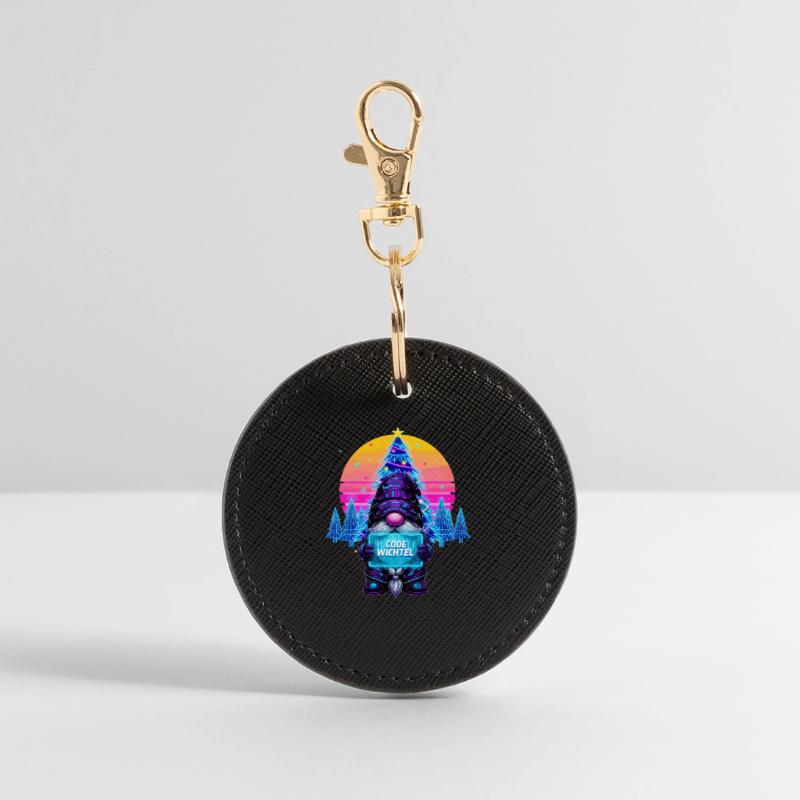 Cyberpunk Code Gnome - Synthwave Xmas Nerd Round Keyring