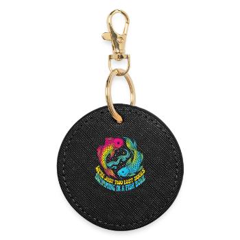 Two Lost Souls – Koi Fish Retro - Round Keyring - black - Front