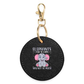 Éléphants - Porte-clés rond - noir - Devant