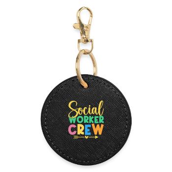 Social Worker Quota Crew Social Work - Round Keyring - black - Front