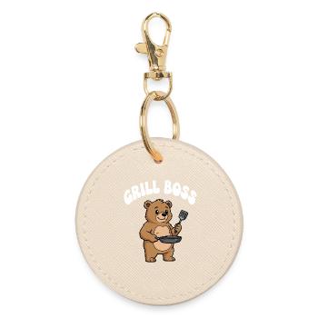 Grill Bear Cooking Design - Round Keyring - oyster - Front