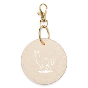 Alpaca T-shirt Gift - Round Keyring - oyster - Front