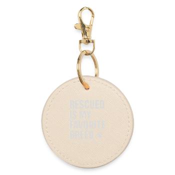 Rescued animals are my favorite breed - Round Keyring - oyster - Front