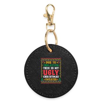 This is my Ugly Christmas Sweater Funny Xmas X-mas - Porte-clés rond - noir - Devant