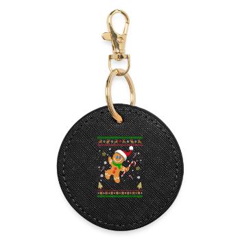 Pull Moche de Noël Gingerbread Man Cadeau Drôle - Porte-clés rond - noir - Devant