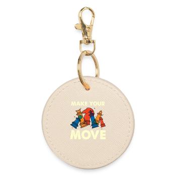 Make your move – colorful chess pieces - Round Keyring - oyster - Front