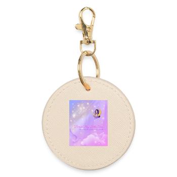 Dream Big, Little Star | Magical Moon & Girl Desig - Runder Schlüsselanhänger - Auster - Vorne