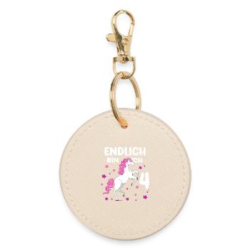 Cheval de 4 ans Enfin j'ai 4 ans fille 4. - Porte-clés rond - huître - Devant