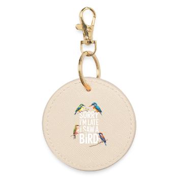Désolé, je suis en retard, j’ai vu un oiseau observer les oiseaux - Porte-clés rond - huître - Devant