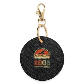 Vintage 2008 Jahrgang Geburtstagsgeschenke Retro - Runder Schlüsselanhänger - Schwarz - Vorne