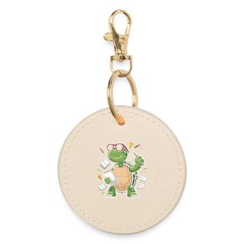 Learning turtle with glasses - Round Keyring - oyster - Front