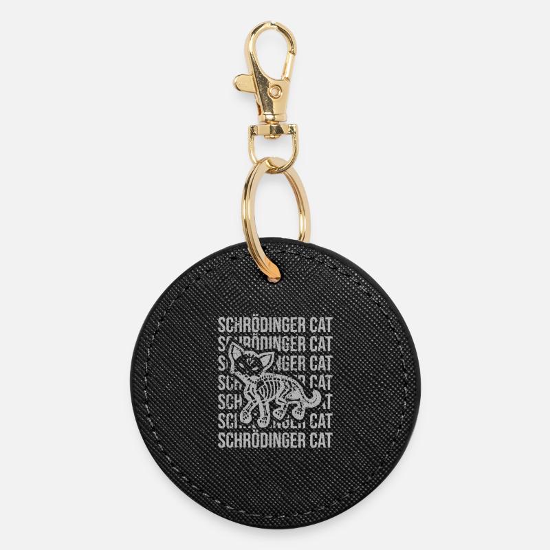 Schrödinger's cat - Round Keyring - black