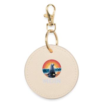 MOIN Seal North Sea Waves Sunset - Round Keyring - oyster - Front