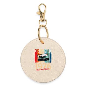 49. Geburtstag Kassette Dezember Jahrgang 1976 - Runder Schlüsselanhänger - Auster - Vorne