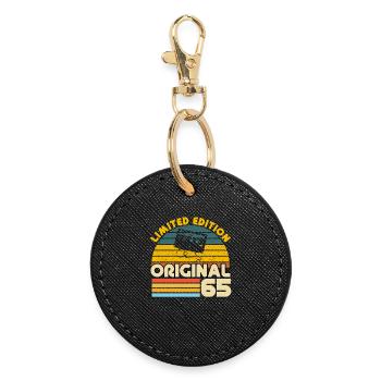65 Years Vintage Original Retro Anniversary Gift - Round Keyring - black - Front