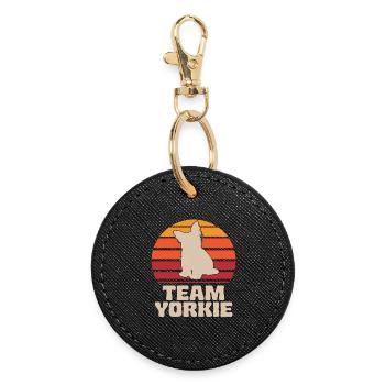 Team Yorkie Retro Yorkshire Terrier - Round Keyring - black - Front