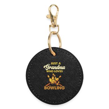 Bowling Grandma Loves Bowling - Round Keyring - black - Front