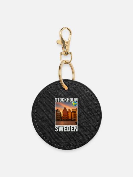 Stockholm - Runder Schlüsselanhänger - Schwarz