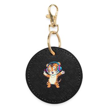 Dancing K-pop Tiger - Round Keyring - black - Front