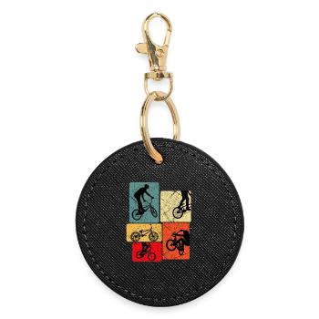 Silhouettes de vélo rétro Pop Blocks - Porte-clés rond - noir - Devant